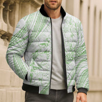 Sharks Couple Dreamy Polynesians Floral Sea Bomber Puffer Jacket Emerald - Polynesian Pride