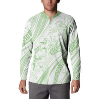 Sharks Couple Dreamy Polynesians Floral Sea Button Sweatshirt Emerald - Polynesian Pride