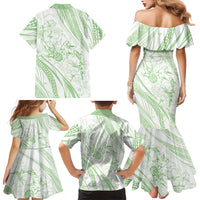 Sharks Couple Dreamy Polynesians Floral Sea Family Matching Mermaid Dress and Hawaiian Shirt Emerald LT7 - Polynesian Pride