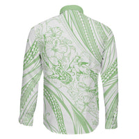 Sharks Couple Dreamy Polynesians Floral Sea Family Matching Off Shoulder Short Dress and Hawaiian Shirt Emerald LT7 - Polynesian Pride