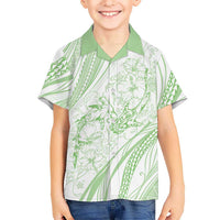 Sharks Couple Dreamy Polynesians Floral Sea Family Matching Off Shoulder Short Dress and Hawaiian Shirt Emerald LT7 Son's Shirt Emerald - Polynesian Pride