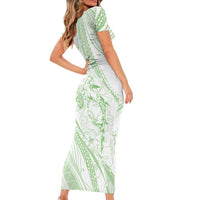Sharks Couple Dreamy Polynesians Floral Sea Family Matching Short Sleeve Bodycon Dress and Hawaiian Shirt Emerald LT7 - Polynesian Pride