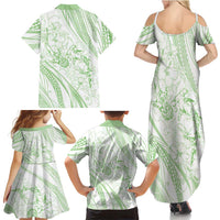 Sharks Couple Dreamy Polynesians Floral Sea Family Matching Summer Maxi Dress and Hawaiian Shirt Emerald LT7 - Polynesian Pride