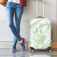 Sharks Couple Dreamy Polynesians Floral Sea Luggage Cover Emerald LT7 - Polynesian Pride