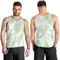 Sharks Couple Dreamy Polynesians Floral Sea Men Tank Top Emerald - Polynesian Pride