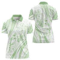 Sharks Couple Dreamy Polynesians Floral Sea Women Polo Shirt Emerald - Polynesian Pride