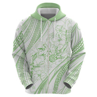 Sharks Couple Dreamy Polynesians Floral Sea Zip Hoodie Emerald - Polynesian Pride