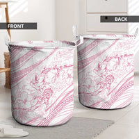 Sharks Couple Dreamy Polynesians Floral Sea Laundry Basket Pink - Polynesian Pride