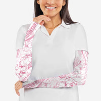 Sharks Couple Dreamy Polynesians Floral Sea Arm Sleeves Pink - Polynesian Pride