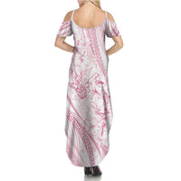 Sharks Couple Dreamy Polynesians Floral Sea Family Matching Summer Maxi Dress and Hawaiian Shirt Pink LT7 - Polynesian Pride