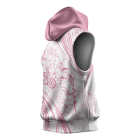 Sharks Couple Dreamy Polynesians Floral Sea Sleeveless Hoodie Pink - Polynesian Pride