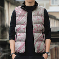 Sharks Couple Dreamy Polynesians Floral Sea Sleeveless Puffer Jacket Pink - Polynesian Pride
