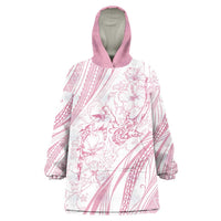 Sharks Couple Dreamy Polynesians Floral Sea Wearable Blanket Hoodie Pink LT7 One Size Pink - Polynesian Pride