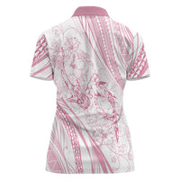 Sharks Couple Dreamy Polynesians Floral Sea Women Polo Shirt Pink - Polynesian Pride