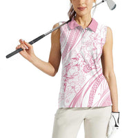 Sharks Couple Dreamy Polynesians Floral Sea Women Sleeveless Polo Shirt Pink - Polynesian Pride