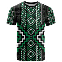 Jade Tukutuku Pattern Aotearoa T Shirt Niho Taniwha and Puhoro Motifs