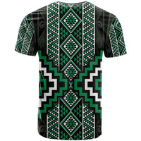 Jade Tukutuku Pattern Aotearoa T Shirt Niho Taniwha and Puhoro Motifs