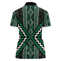 Jade Tukutuku Pattern Aotearoa Women Polo Shirt Niho Taniwha and Puhoro Motifs