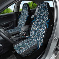 Azure Tukutuku Pattern Aotearoa Car Seat Cover Niho Taniwha and Puhoro Motifs
