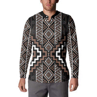 Classic Tukutuku Pattern Aotearoa Button Sweatshirt Niho Taniwha and Puhoro Motifs