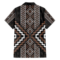 Classic Tukutuku Pattern Aotearoa Family Matching Off The Shoulder Long Sleeve Dress and Hawaiian Shirt Niho Taniwha and Puhoro Motifs LT7 - Polynesian Pride
