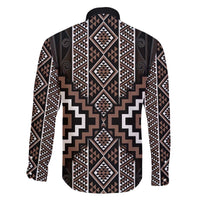 Classic Tukutuku Pattern Aotearoa Family Matching Off The Shoulder Long Sleeve Dress and Hawaiian Shirt Niho Taniwha and Puhoro Motifs LT7 - Polynesian Pride