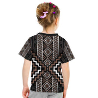 Classic Tukutuku Pattern Aotearoa Kid T Shirt Niho Taniwha and Puhoro Motifs