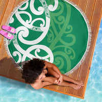 Pounamu Green Maori Beach Blanket Koru Kowhaiwhai - Polynesian Pride