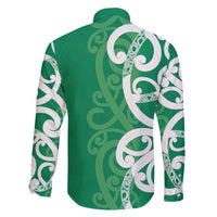 Pounamu Green Maori Family Matching Long Sleeve Bodycon Dress and Hawaiian Shirt Koru Kowhaiwhai LT7 - Polynesian Pride
