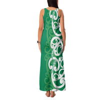 Pounamu Green Maori Family Matching Tank Maxi Dress and Hawaiian Shirt Koru Kowhaiwhai LT7 - Polynesian Pride