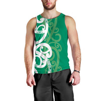 Pounamu Green Maori Men Tank Top Koru Kowhaiwhai - Polynesian Pride