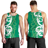 Pounamu Green Maori Men Tank Top Koru Kowhaiwhai - Polynesian Pride