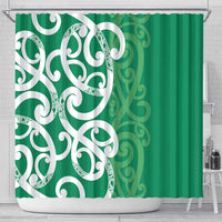 Pounamu Green Maori Shower Curtain Koru Kowhaiwhai - Polynesian Pride