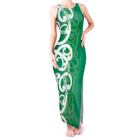 Pounamu Green Maori Tank Maxi Dress Koru Kowhaiwhai - Polynesian Pride