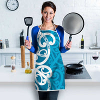 Azure Blue Maori Apron Koru Kowhaiwhai - Polynesian Pride