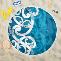 Azure Blue Maori Beach Blanket Koru Kowhaiwhai - Polynesian Pride