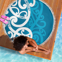 Azure Blue Maori Beach Blanket Koru Kowhaiwhai - Polynesian Pride