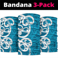 Azure Blue Maori Neck Gaiter Koru Kowhaiwhai - Polynesian Pride