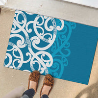 Azure Blue Maori Rubber Doormat Koru Kowhaiwhai - Polynesian Pride