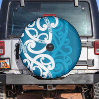 Azure Blue Maori Spare Tire Cover Koru Kowhaiwhai - Polynesian Pride