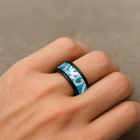 Azure Blue Maori Spinner Ring Koru Kowhaiwhai