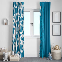 Azure Blue Maori Window Curtain Koru Kowhaiwhai - Polynesian Pride