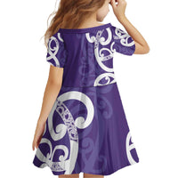 Violet Green Maori Family Matching Off The Shoulder Long Sleeve Dress and Hawaiian Shirt Koru Kowhaiwhai LT7 - Polynesian Pride