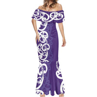 Violet Green Maori Mermaid Dress Koru Kowhaiwhai - Polynesian Pride