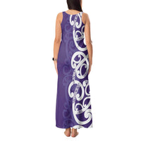 Violet Green Maori Tank Maxi Dress Koru Kowhaiwhai - Polynesian Pride