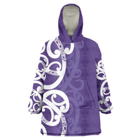 Violet Green Maori Wearable Blanket Hoodie Koru Kowhaiwhai - Polynesian Pride