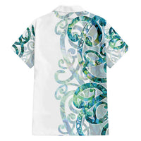 Paua Shell Maori Family Matching Off The Shoulder Long Sleeve Dress and Hawaiian Shirt Koru Kowhaiwhai LT7 - Polynesian Pride