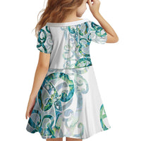 Paua Shell Maori Family Matching Off Shoulder Short Dress and Hawaiian Shirt Koru Kowhaiwhai - Polynesian Pride