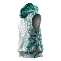 Paua Shell Maori Sleeveless Hoodie Koru Kowhaiwhai - Polynesian Pride