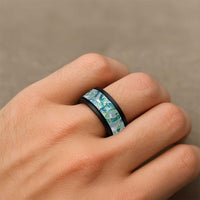 Paua Shell Maori Spinner Ring Koru Kowhaiwhai